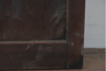 アンティーク建具　昭和初期　背高×幅狭　落ち着いた木味が魅力のガラス入り格子戸4枚セット　(R-086059)