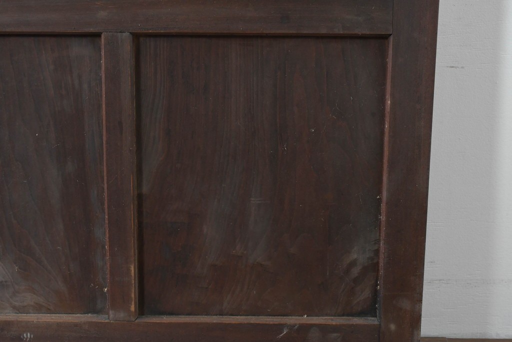 アンティーク建具　昭和初期　背高×幅狭　落ち着いた木味が魅力のガラス入り格子戸4枚セット　(R-086059)