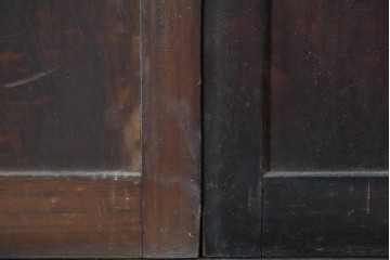 アンティーク建具　昭和初期　背高×幅狭　落ち着いた木味が魅力のガラス入り格子戸4枚セット　(R-086059)