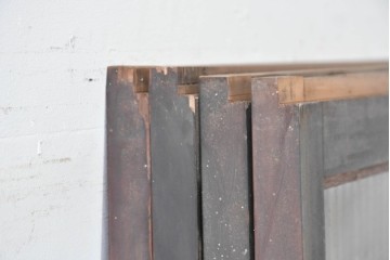 アンティーク建具　昭和初期　背高×幅狭　落ち着いた木味が魅力のガラス入り格子戸4枚セット　(R-086059)
