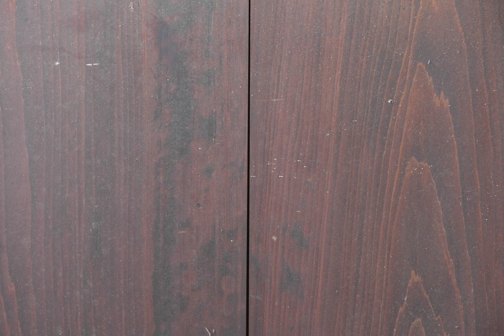 アンティーク建具　大正期　深みのある色味と格子帯が目を引くガラス入り格子帯戸4枚セット　(R-086060)