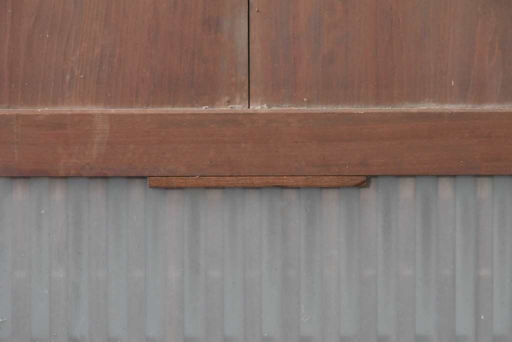 アンティーク建具　大正期　深みのある色味と格子帯が目を引くガラス入り格子帯戸4枚セット　(R-086060)