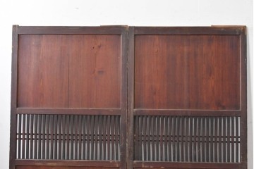 和製アンティーク　明治から大正期　時代を感じる木味と格子が味わい深い格子帯戸2枚セット　(R-086062)