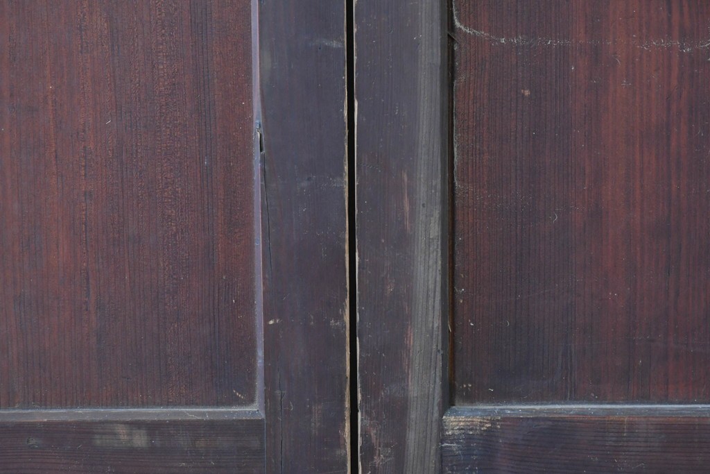 和製アンティーク　明治から大正期　時代を感じる木味と格子が味わい深い格子帯戸2枚セット　(R-086062)