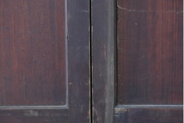和製アンティーク　明治から大正期　時代を感じる木味と格子が味わい深い格子帯戸2枚セット　(R-086062)