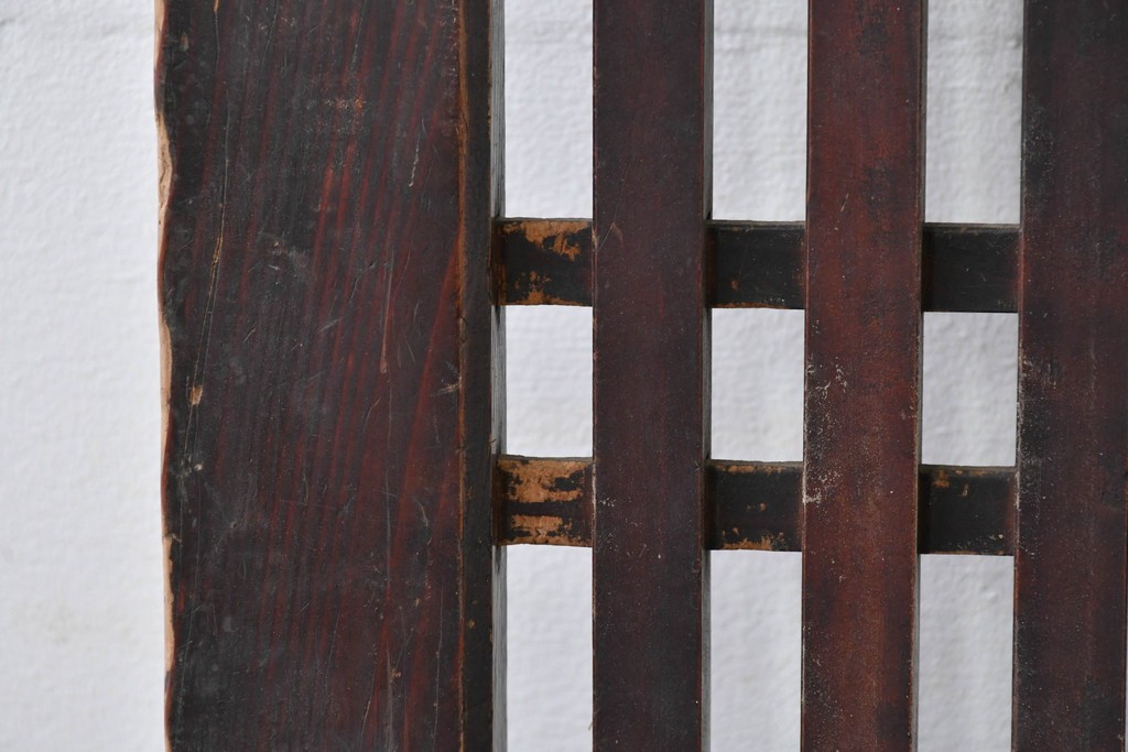 和製アンティーク　明治から大正期　時代を感じる木味と格子が味わい深い格子帯戸2枚セット　(R-086062)