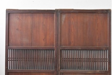 和製アンティーク　明治から大正期　時代を感じる木味と格子が味わい深い格子帯戸2枚セット　(R-086062)