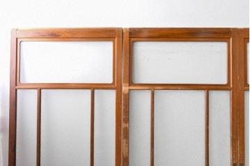 ヴィンテージ建具　昭和中期　レトロなガラス使いが魅力のガラス戸4枚セット　(R-086063)