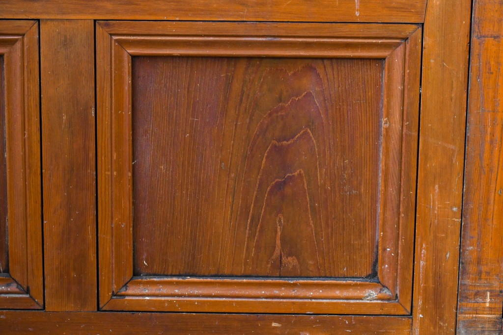 ヴィンテージ建具　昭和中期　レトロなガラス使いが魅力のガラス戸4枚セット　(R-086063)