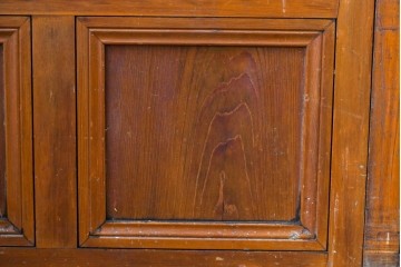 ヴィンテージ建具　昭和中期　レトロなガラス使いが魅力のガラス戸4枚セット　(R-086063)