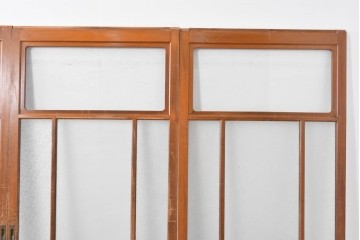 ヴィンテージ建具　昭和中期　レトロなガラス使いが魅力のガラス戸4枚セット　(R-086063)