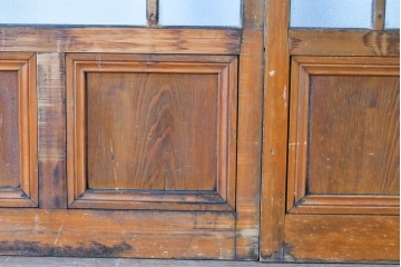 ヴィンテージ建具　昭和中期　レトロなガラス使いが魅力のガラス戸4枚セット　(R-086063)