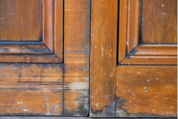 ヴィンテージ建具　昭和中期　レトロなガラス使いが魅力のガラス戸4枚セット　(R-086063)