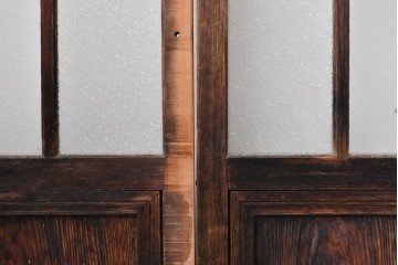 ヴィンテージ建具　昭和中期　レトロなガラス使いが魅力のガラス戸4枚セット　(R-086063)