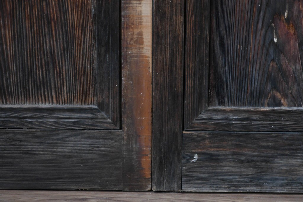 ヴィンテージ建具　昭和中期　レトロなガラス使いが魅力のガラス戸4枚セット　(R-086063)