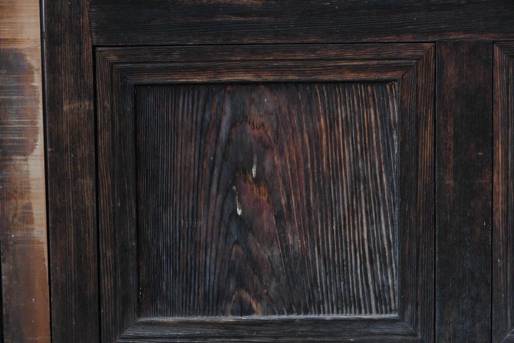 ヴィンテージ建具　昭和中期　レトロなガラス使いが魅力のガラス戸4枚セット　(R-086063)