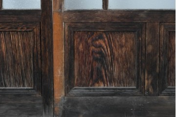 ヴィンテージ建具　昭和中期　レトロなガラス使いが魅力のガラス戸4枚セット　(R-086063)