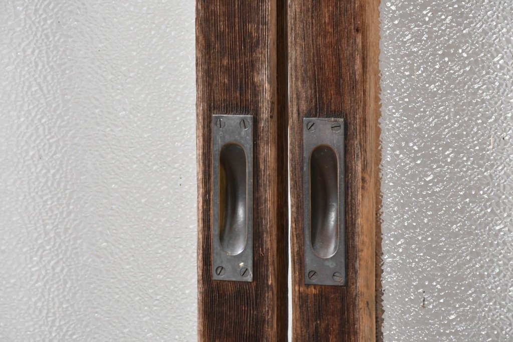 ヴィンテージ建具　昭和中期　レトロなガラス使いが魅力のガラス戸4枚セット　(R-086063)