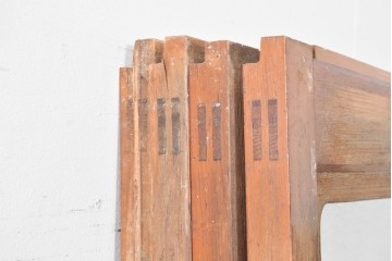 ヴィンテージ建具　昭和中期　レトロなガラス使いが魅力のガラス戸4枚セット　(R-086063)