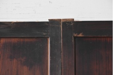 アンティーク建具　明治から大正期　深みのある色合いと格子が趣を添える格子帯戸4枚セット　(R-086064)