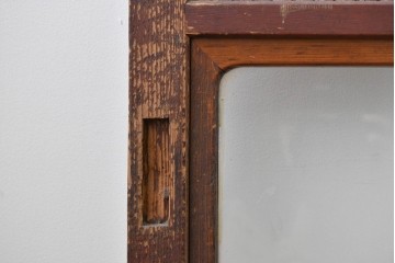 アンティーク建具　昭和初期から中期　細やかな格子とやわらかな光を通す裏ガラス入りの幅狭格子戸4枚セット　(R-086065)