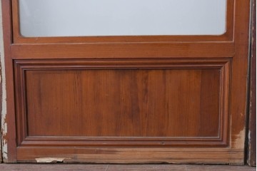 アンティーク建具　昭和初期から中期　細やかな格子とやわらかな光を通す裏ガラス入りの幅狭格子戸4枚セット　(R-086065)