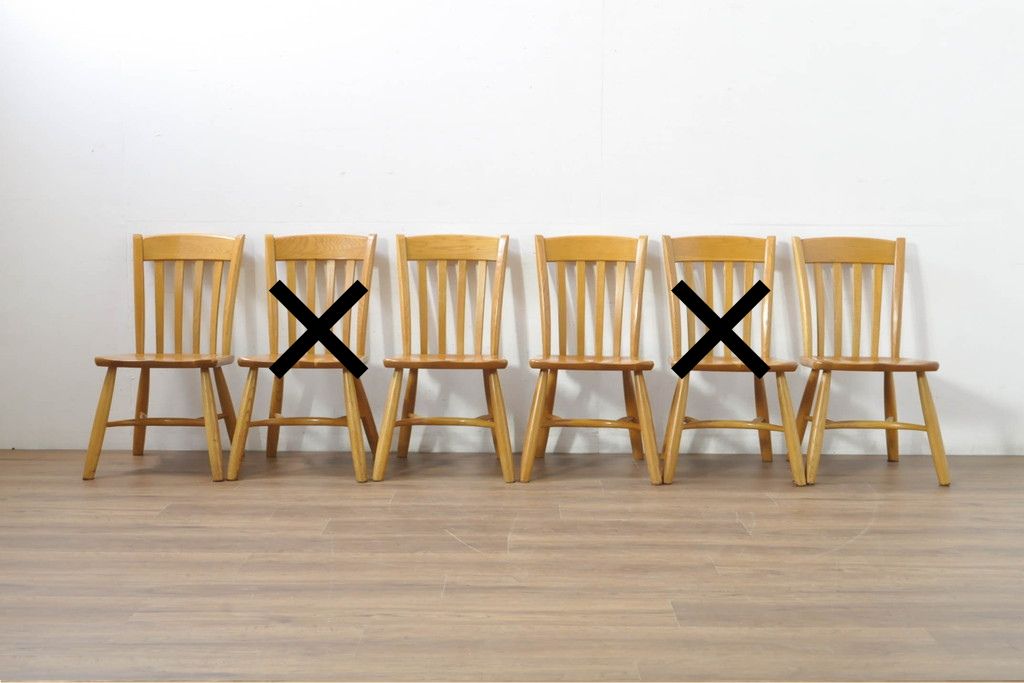 中古　柏木工(KASHIWA)　楢材　素朴な木の表情が楽しめるダイニングチェア4脚セット　(R-086066)