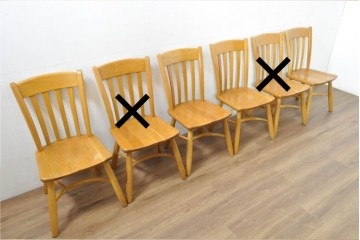 中古　柏木工(KASHIWA)　楢材　素朴な木の表情が楽しめるダイニングチェア4脚セット　(R-086066)