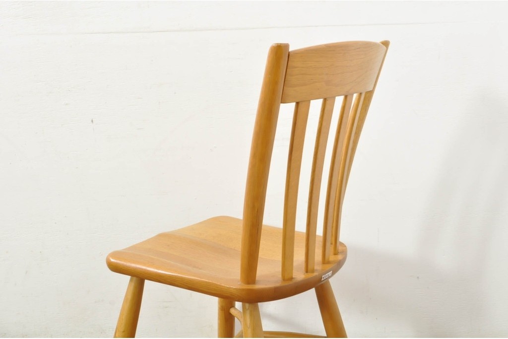 中古　柏木工(KASHIWA)　楢材　素朴な木の表情が楽しめるダイニングチェア4脚セット　(R-086066)