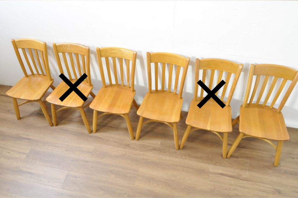 中古　柏木工(KASHIWA)　楢材　素朴な木の表情が楽しめるダイニングチェア4脚セット　(R-086066)