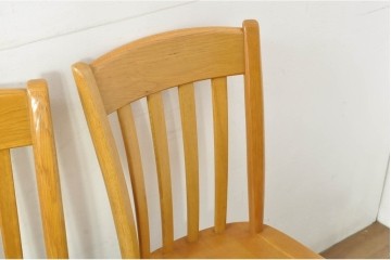 中古　柏木工(KASHIWA)　楢材　素朴な木の表情が楽しめるダイニングチェア4脚セット　(R-086066)