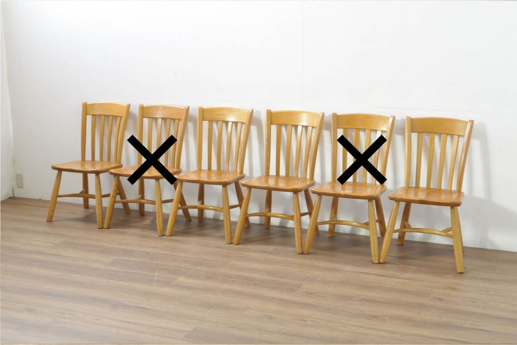 中古　柏木工(KASHIWA)　楢材　素朴な木の表情が楽しめるダイニングチェア4脚セット　(R-086066)