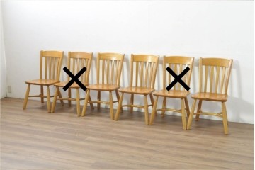 中古　柏木工(KASHIWA)　楢材　素朴な木の表情が楽しめるダイニングチェア4脚セット　(R-086066)