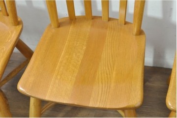 中古　柏木工(KASHIWA)　楢材　素朴な木の表情が楽しめるダイニングチェア4脚セット　(R-086066)