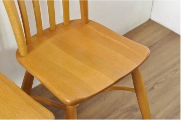 中古　柏木工(KASHIWA)　楢材　素朴な木の表情が楽しめるダイニングチェア4脚セット　(R-086066)