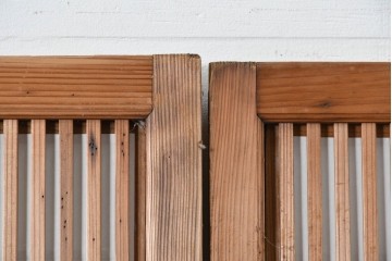 アンティーク建具　大正期　裏障子付き　味わいある木味が楽しめる幅狭格子戸4枚セット　(R-086067)