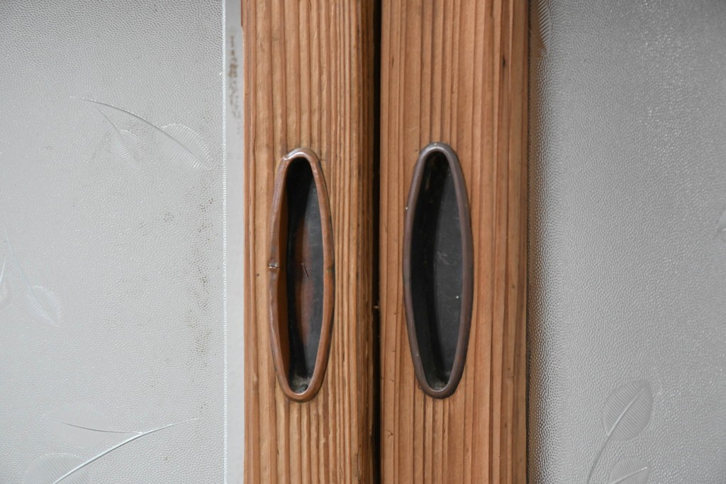 アンティーク建具　大正期　裏障子付き　味わいある木味が楽しめる幅狭格子戸4枚セット　(R-086067)