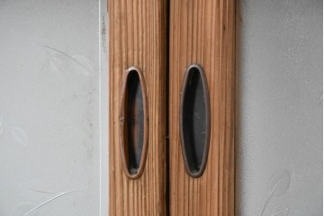 アンティーク建具　大正期　裏障子付き　味わいある木味が楽しめる幅狭格子戸4枚セット　(R-086067)