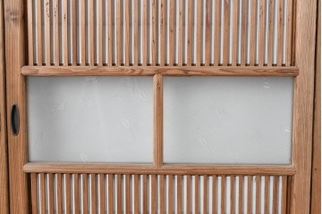 アンティーク建具　大正期　裏障子付き　味わいある木味が楽しめる幅狭格子戸4枚セット　(R-086067)