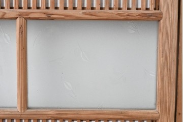 アンティーク建具　大正期　裏障子付き　味わいある木味が楽しめる幅狭格子戸4枚セット　(R-086067)