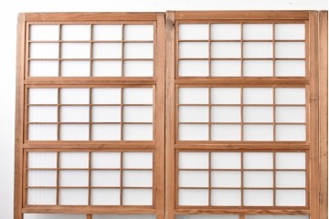 アンティーク建具　大正期　裏障子付き　味わいある木味が楽しめる幅狭格子戸4枚セット　(R-086067)
