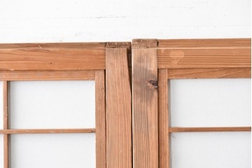 アンティーク建具　大正期　裏障子付き　味わいある木味が楽しめる幅狭格子戸4枚セット　(R-086067)