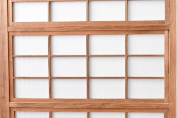 アンティーク建具　大正期　裏障子付き　味わいある木味が楽しめる幅狭格子戸4枚セット　(R-086067)
