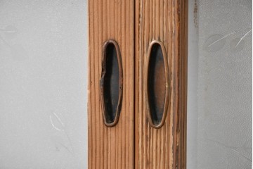 アンティーク建具　大正期　裏障子付き　味わいある木味が楽しめる幅狭格子戸4枚セット　(R-086067)