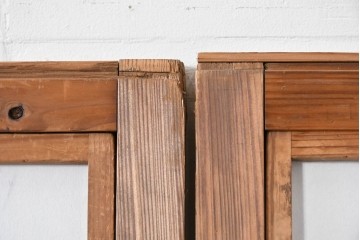 アンティーク建具　大正期　裏障子付き　味わいある木味が楽しめる幅狭格子戸4枚セット　(R-086067)