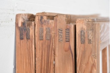 アンティーク建具　大正期　裏障子付き　味わいある木味が楽しめる幅狭格子戸4枚セット　(R-086067)