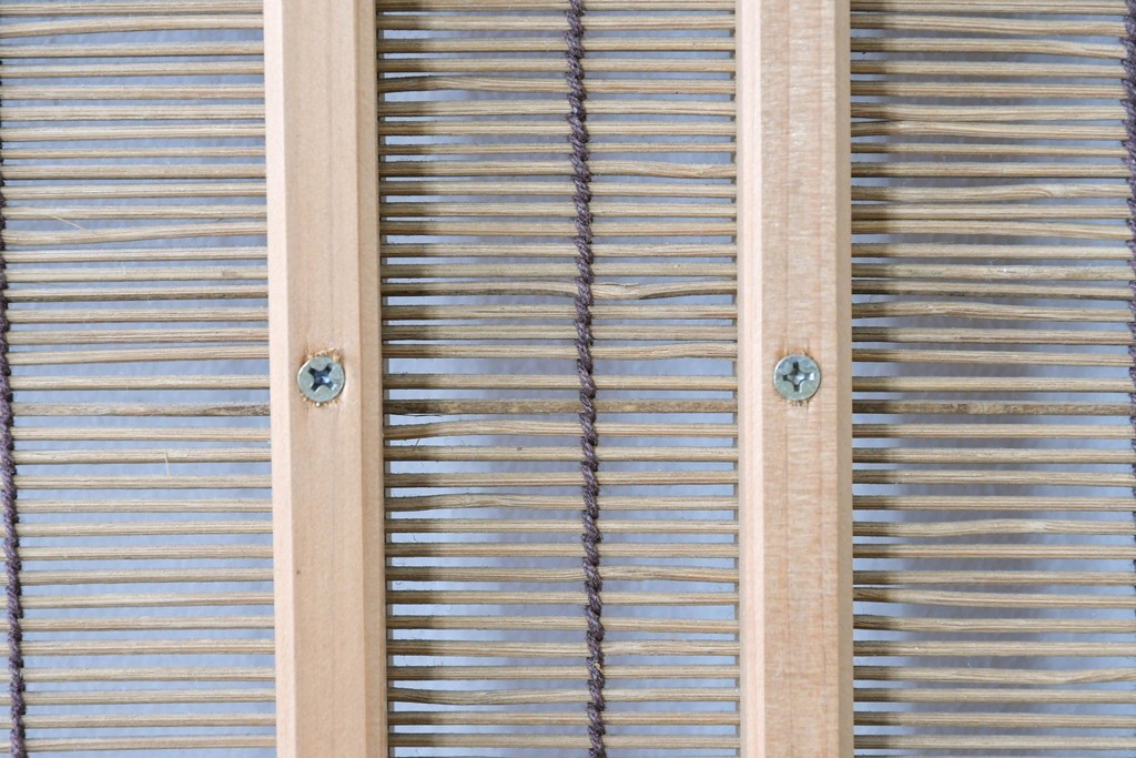 ヴィンテージ建具　昭和後期　明るい木色と簾使いが涼やかな幅狭簾戸2枚セット　(R-086068)