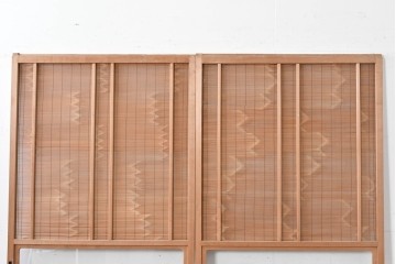 ヴィンテージ建具　昭和後期　細やかな簾とガラス窓が涼やかな簾戸2枚セット　(R-086069)