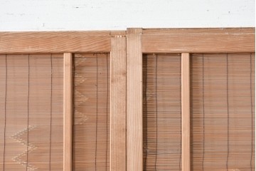ヴィンテージ建具　昭和後期　細やかな簾とガラス窓が涼やかな簾戸2枚セット　(R-086069)