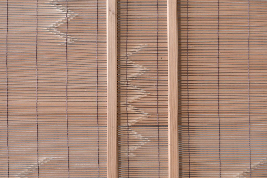 ヴィンテージ建具　昭和後期　細やかな簾とガラス窓が涼やかな簾戸2枚セット　(R-086069)